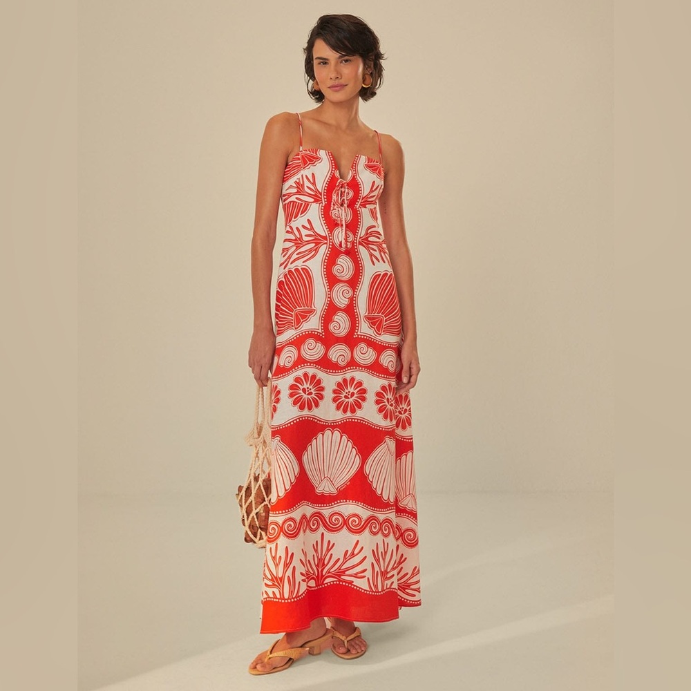 Farm Rio White Ainika Shell Maxi Dress